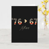 76 > 67 Jefferson Six Seven Meme voor Gen Alpha Kaart (Gele Bloem)