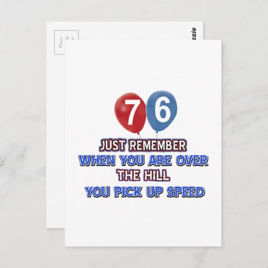 76 en over de Hill Birthday design Briefkaart (Voorkant / Achterkant)