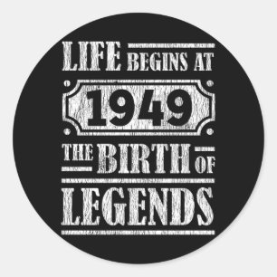 76 jaar oud 1949 Geboorte van de legende 76ste ver Ronde Sticker