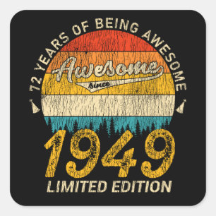 76 jaar oud 1949 Retro Geweldige 76ste verjaardags Vierkante Sticker