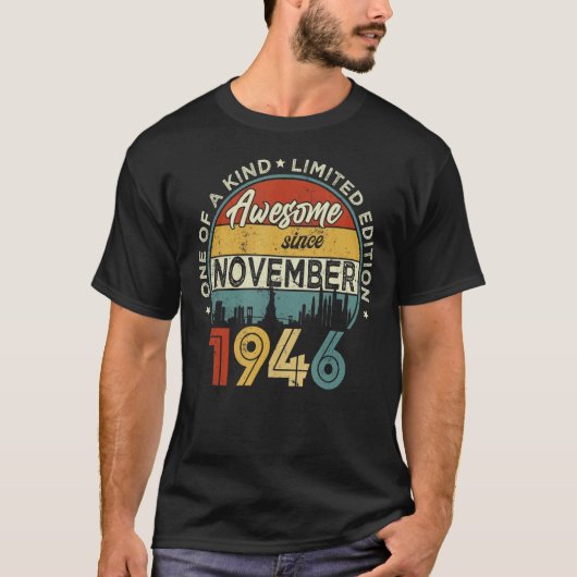 76 jaar oud Geweldige sinds november 1946 76e milj T-shirt (Voorkant)