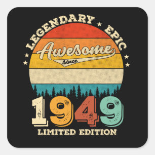 76 jaar oude Bday 1949 Geweldige 76ste verjaardags Vierkante Sticker