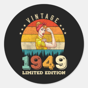 76 jaar oude Bday 1949 Vintage 76ste Verjaardag Vr Ronde Sticker