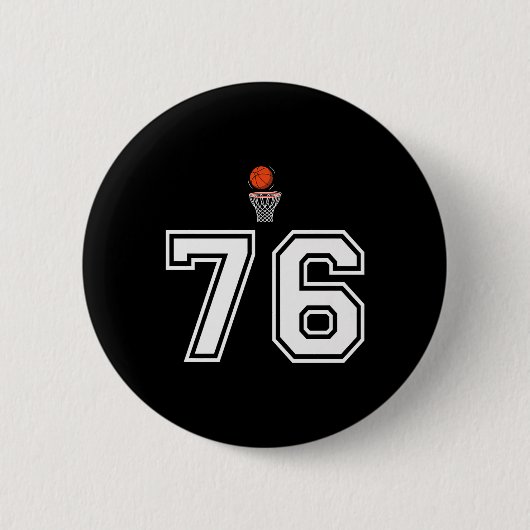 76 Nummer Basketbal Stijl Wit Premium Ronde Button 5,7 Cm (Voorkant)