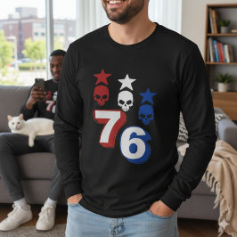 ​76 Patriotic American Skulls Vintage 1776 Tee T-shirt
