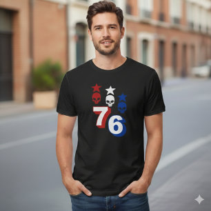 76 Patriottische Amerikaanse Schedels Vintage 177 T-shirt