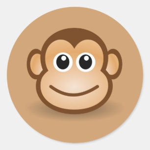 76-vrij-Cute-Cartoon-aap-Clipart-Illustratie C Ronde Sticker
