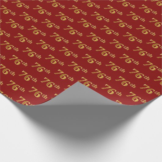 76e (76e) gebeurtenis Red, Faux Gold Cadeaupapier (Hoek)