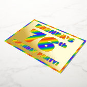 76e Birthday Party — Fun, regenboogspectrum "76" Folie Uitnodiging (Gedraaid)