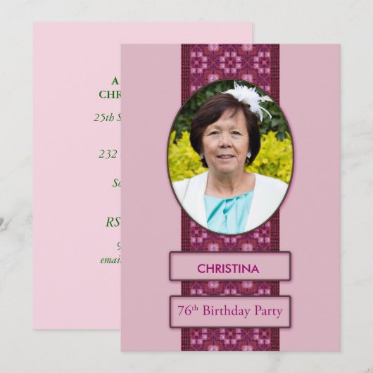 76e verjaardag Afbeelding en naam van de uitnodigi Kaart (Voorkant / Achterkant)