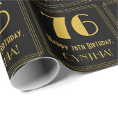 76e verjaardag ~ Art Deco geïnspireerde look "76", Cadeaupapier (Rol Hoek)