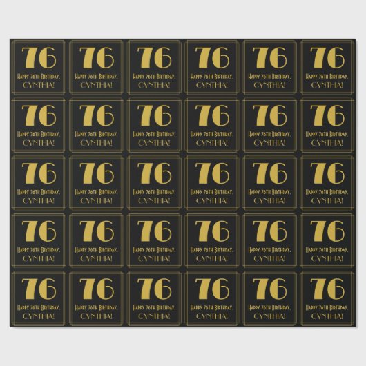 76e verjaardag ~ Art Deco geïnspireerde look "76", Cadeaupapier (Zoom)