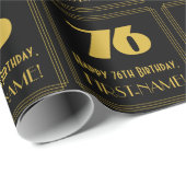 76e verjaardag - Art Deco Geïnspireerde look "76" Cadeaupapier (Rol Hoek)