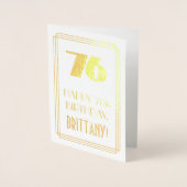 76e verjaardag: Art Deco Geïnspireerde look "76" e Folie Kaarten (Voorkant)