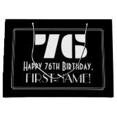 76e verjaardag ~ Art Deco geïnspireerde look "76"  Groot Cadeauzakje (Voorkant)