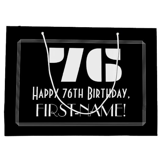 76e verjaardag ~ Art Deco geïnspireerde look "76"  Groot Cadeauzakje (Achterkant)