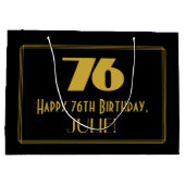 76e verjaardag — Art Deco geïnspireerde look "76" Groot Cadeauzakje (Achterkant)
