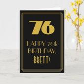 76e verjaardag ~ Art Deco Geïnspireerde look "76"  Kaart (Gele Bloem)
