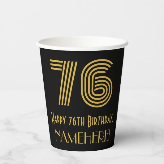 76e verjaardag: Art Deco geïnspireerde look “76” & Papieren Bekers (Achterkant)