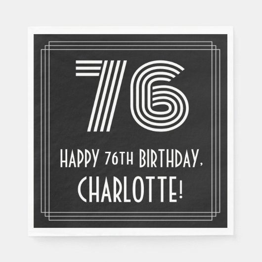 76e verjaardag: Art Deco Geïnspireerde look "76" + Servet (Voorkant)