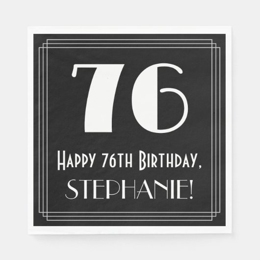 76e verjaardag ~ Art Deco geïnspireerde look "76", Servet (Voorkant)