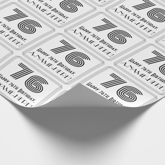 76e verjaardag: Art Deco geïnspireerde stijl "76"  Cadeaupapier (Hoek)