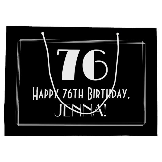 76e verjaardag: Art Deco geïnspireerde stijl "76", Groot Cadeauzakje (Achterkant)