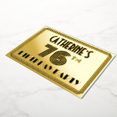 76e verjaardag — Art Deco Style "76" en naam Folie Uitnodiging (Gedraaid)
