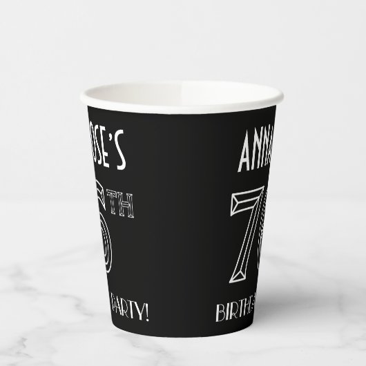 76e verjaardag: Art Deco Style + aangepaste naam Papieren Bekers (Links)