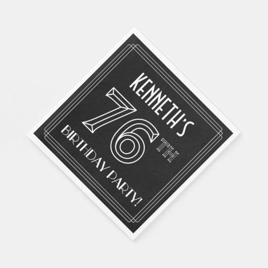 76e verjaardag: Art Deco Style + aangepaste naam Servet (Hoek)