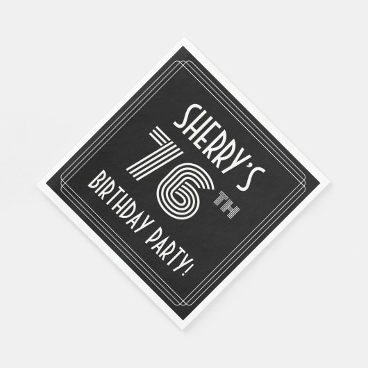 76e verjaardag: Art Deco Style + aangepaste naam Servet (Hoek)