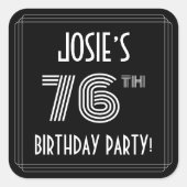 76e verjaardag: Art Deco Style en aangepaste naam Vierkante Sticker (Voorkant)