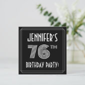 76e verjaardag: Art Deco Style met aangepaste naam Kaart (Staand voorkant)