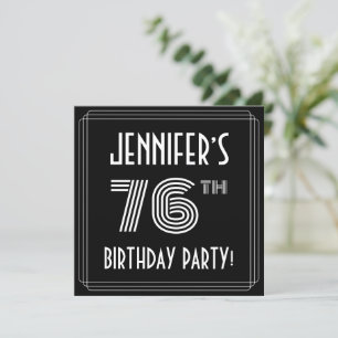 76e verjaardag: Art Deco Style met aangepaste naam Kaart
