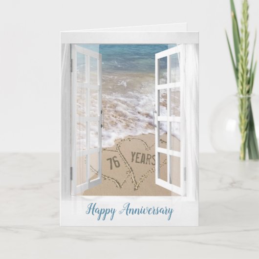 76e verjaardag Beach Hearts  Kaart (Voorkant)