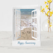 76e verjaardag Beach Hearts  Kaart (Gele Bloem)
