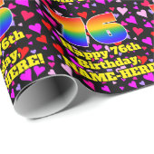 76e verjaardag: Beeldende hartenpatronen, regenboo Cadeaupapier (Rol Hoek)