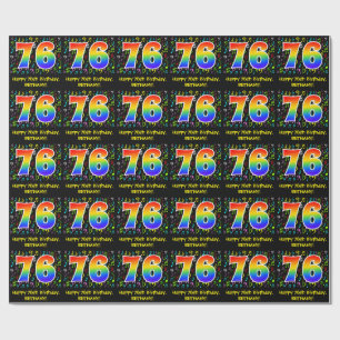 76e verjaardag: Colorful Music Symbols, Rainbow 76 Cadeaupapier
