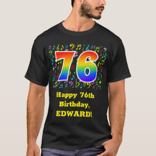 76e verjaardag: Colorful Music Symbols, Rainbow 76 T-shirt