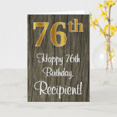 76e verjaardag: Elegant Faux Gold Look #, Faux Woo Kaart (Gele Bloem)