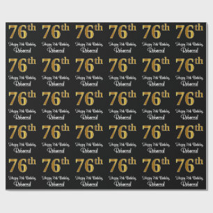 76e verjaardag: Elegant Luxe Faux Gold Look # Cadeaupapier