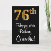 76e verjaardag ~ Elegant Luxe Faux Gold Look # Kaart (Voorkant)