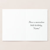 76e verjaardag: Elegant, script; aangepaste naam Folie Kaarten (Binnen)