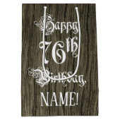 76e verjaardag: Fancy, Faux Wood Kijk + Aangepaste Medium Cadeauzakje (Achterkant)