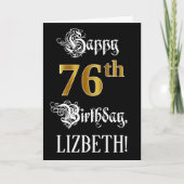 76e verjaardag — Fancy script; Faux Gold Kijk; naa Kaart (Voorkant)