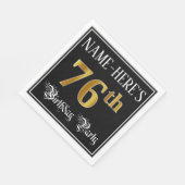 76e verjaardag — Fancy script, Faux Gold look Servet (Hoek)