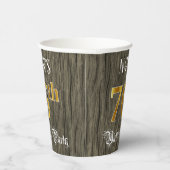 76e verjaardag — Faux Gold & Faux Wood Papieren Bekers (Rechts)