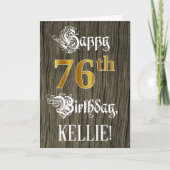 76e verjaardag: Faux Gold look + Faux-houten patro Kaart (Voorkant)