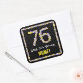 76e verjaardag: Floral Flowers Number, Custom Name Vierkante Sticker (Envelop)