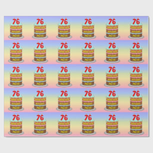 76e verjaardag: Fun Cake and Candles + Custom Name Cadeaupapier